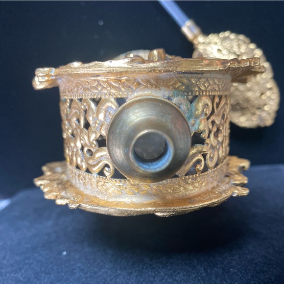 Perfume Bottle Ornate GoldGilt Vanity”Style Built”Ormolu Filigree Hollywood Reg. - Picture 8 of 12